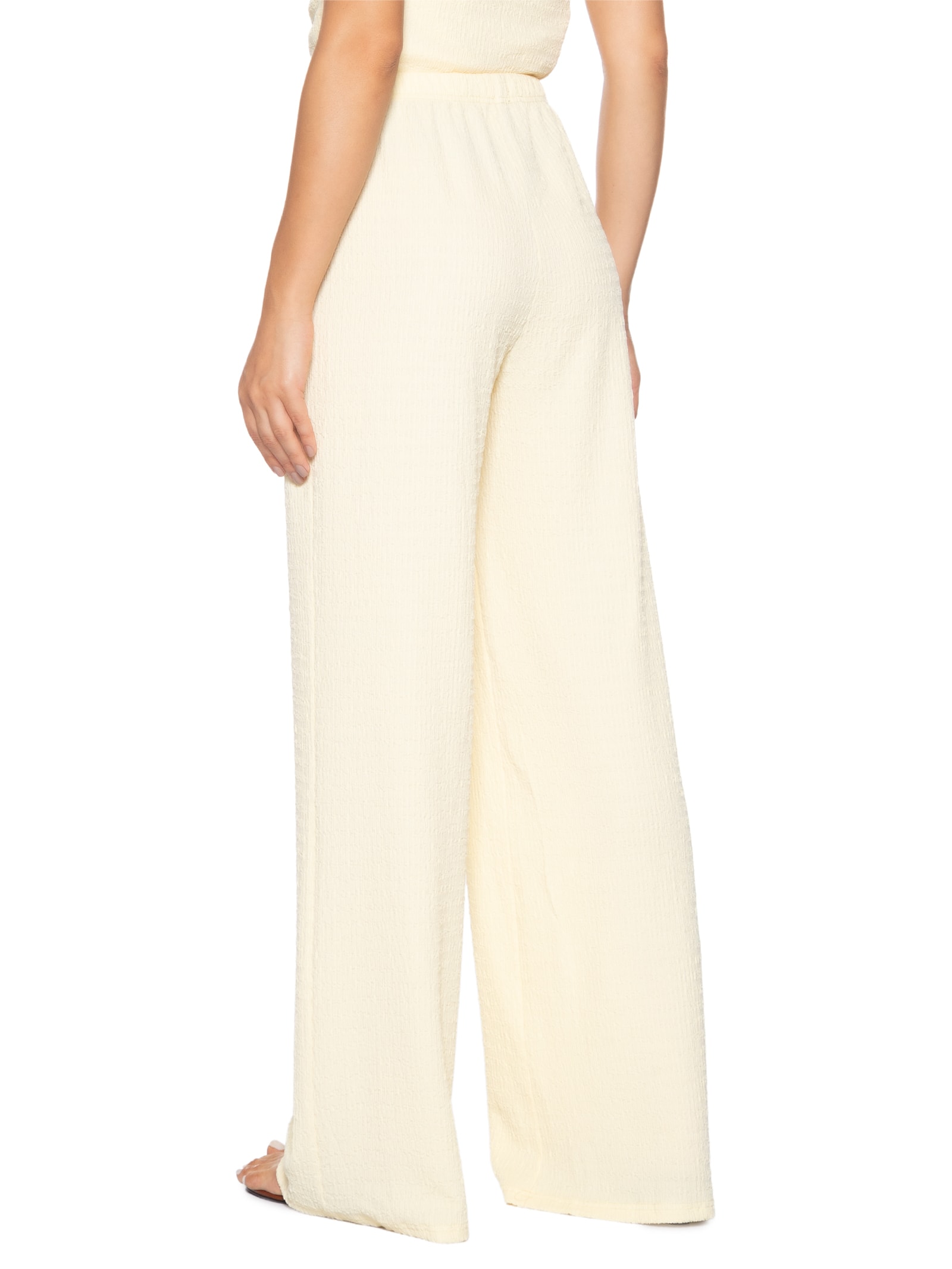 Calça Feminina Pantalona Texturizada Amarelo '2Essential