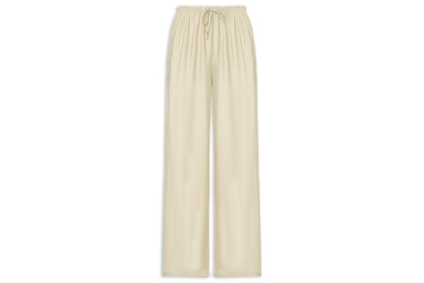 Calça Feminina Pantalona Texturizada - Bege