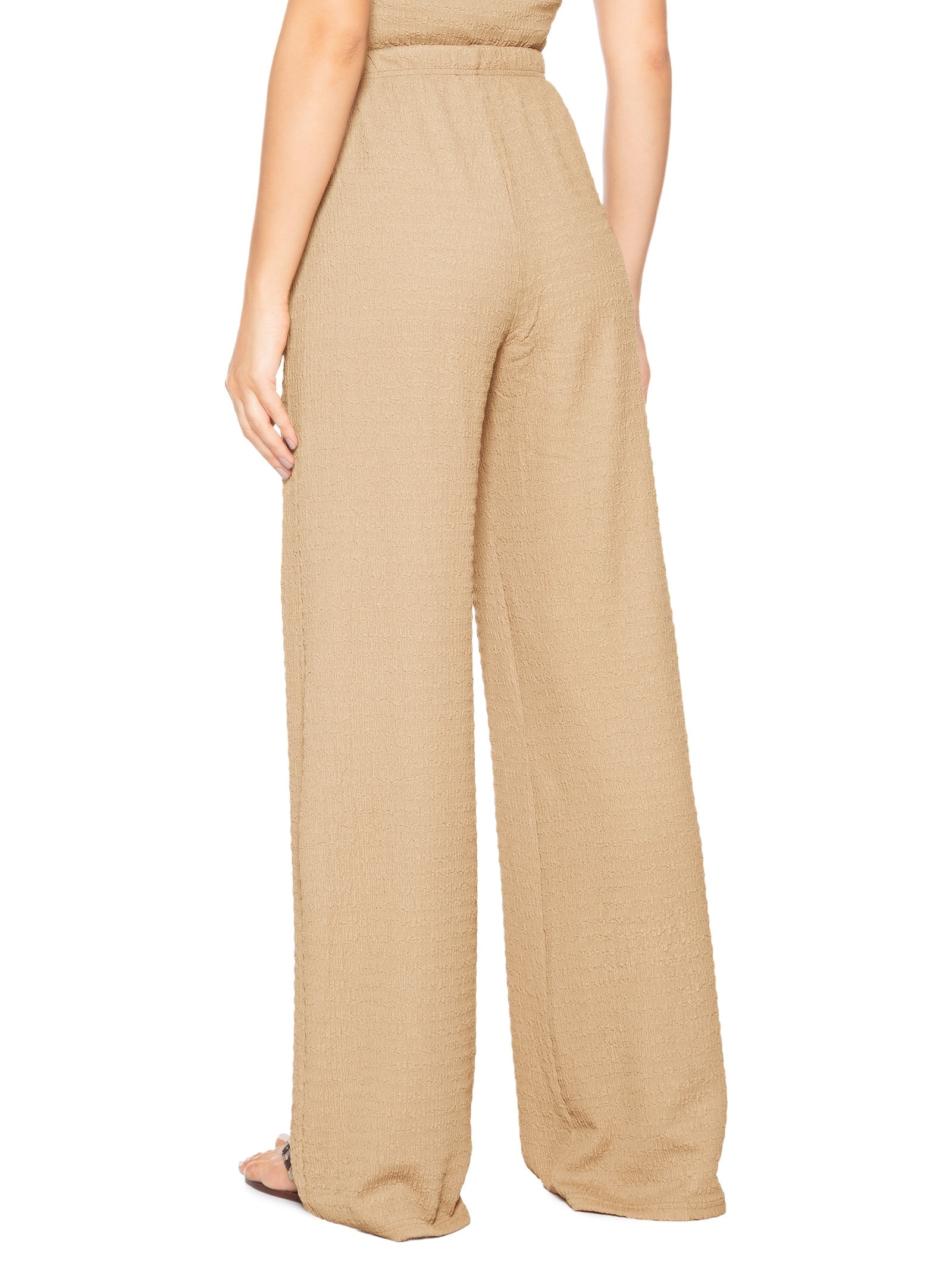 Calça Feminina Pantalona Texturizada Bege '2Essential