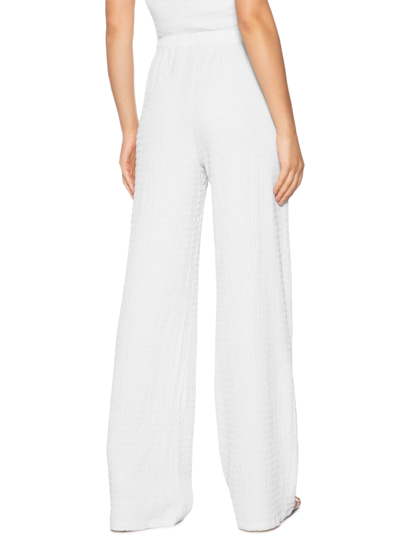 Calça Feminina Pantalona Texturizada Branco '2Essential