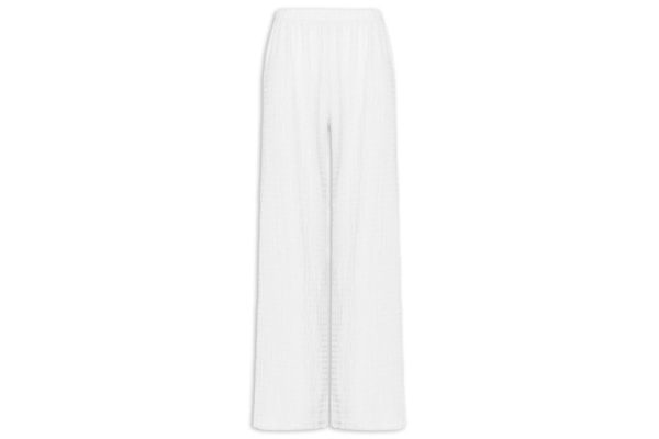 Calça Feminina Pantalona Texturizada - Branco