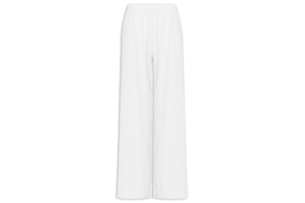 Calça Feminina Pantalona Texturizada - Branco