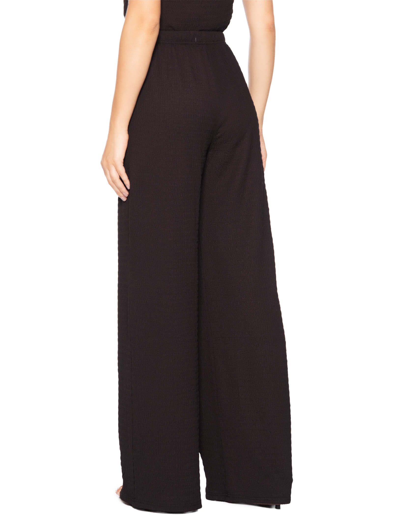 Calça Feminina Pantalona Texturizada Marrom '2Essential