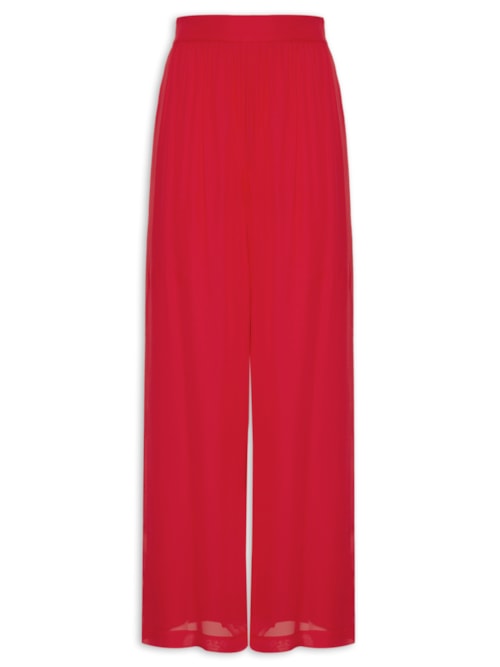Calça Feminina Pantalona Transparência – Vermelho