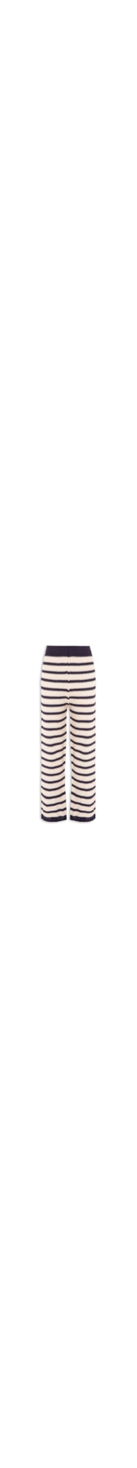 Calça Feminina Pantalona Tricot Listras Lab - Branco