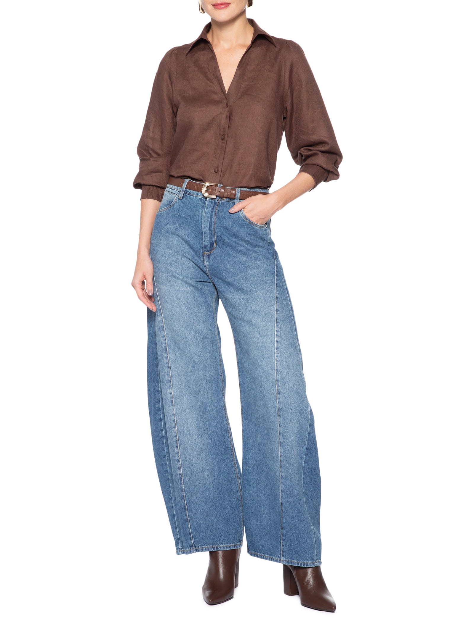 Calça Feminina Pantalona Tulia Azul Le Lis