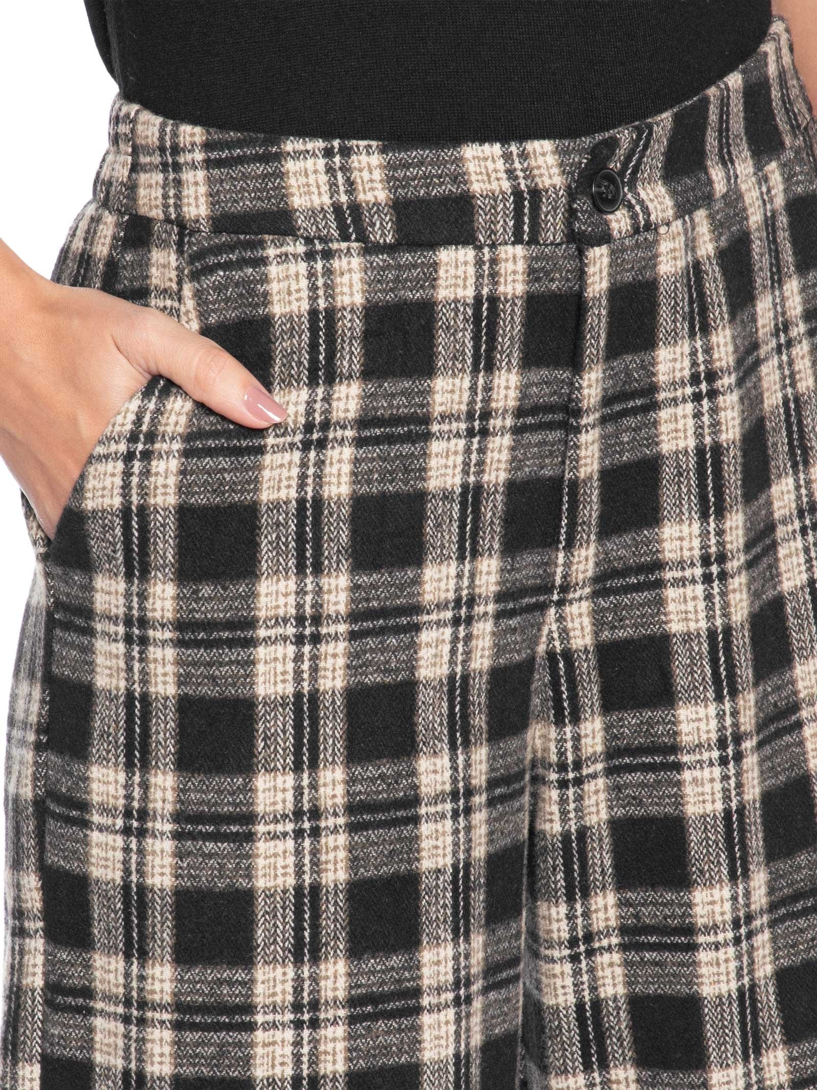 Calça Feminina Pantalona Xadrez Preto Basiq