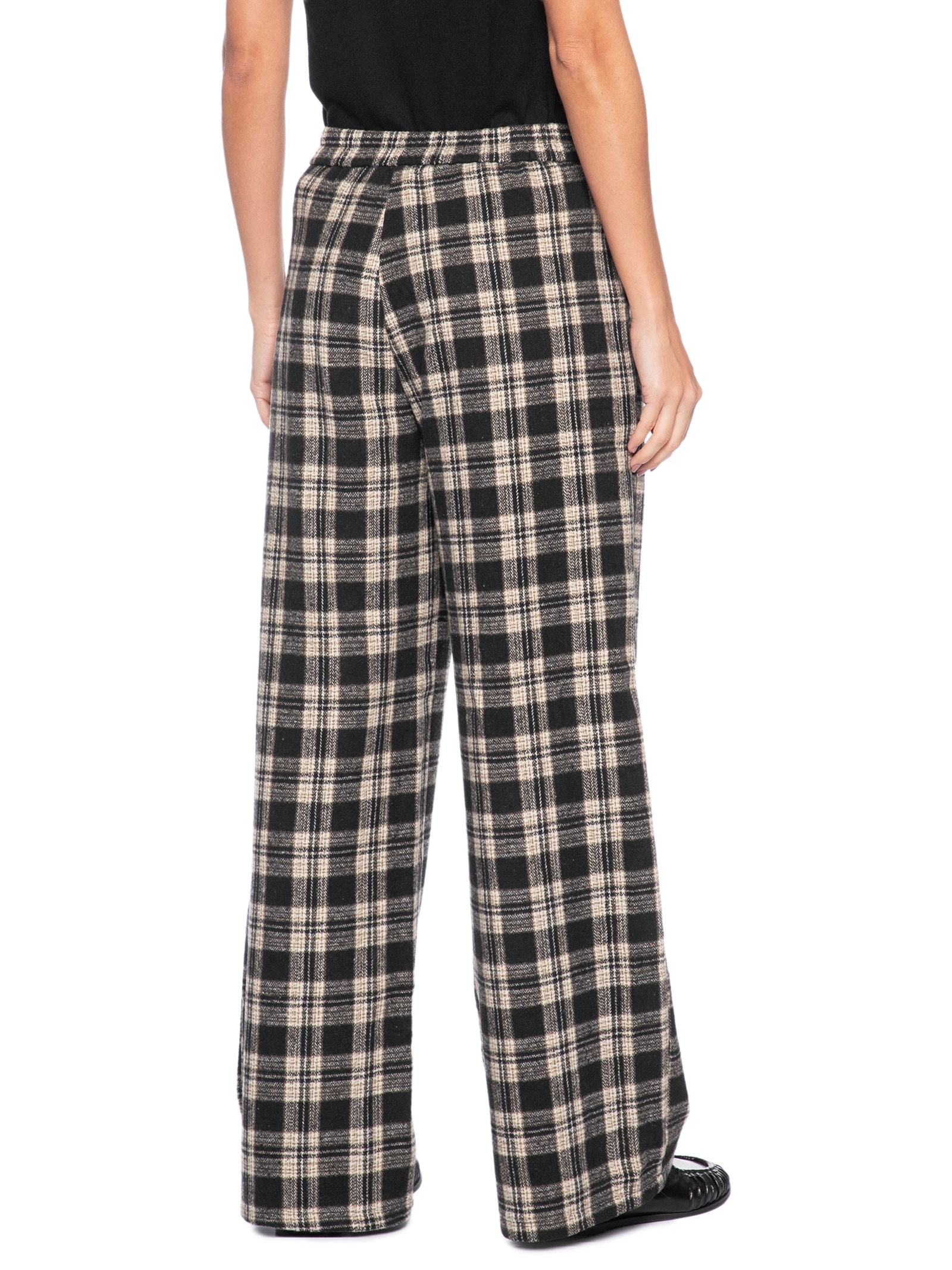Calça Feminina Pantalona Xadrez Preto Basiq