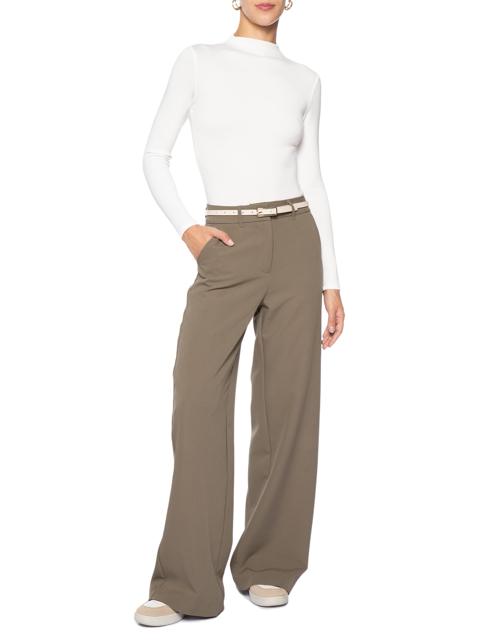Calça Feminina Pantalona – Marrom Basiq