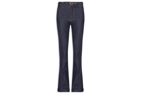 Calça Feminina Paula Bootcut Cinto - Azul