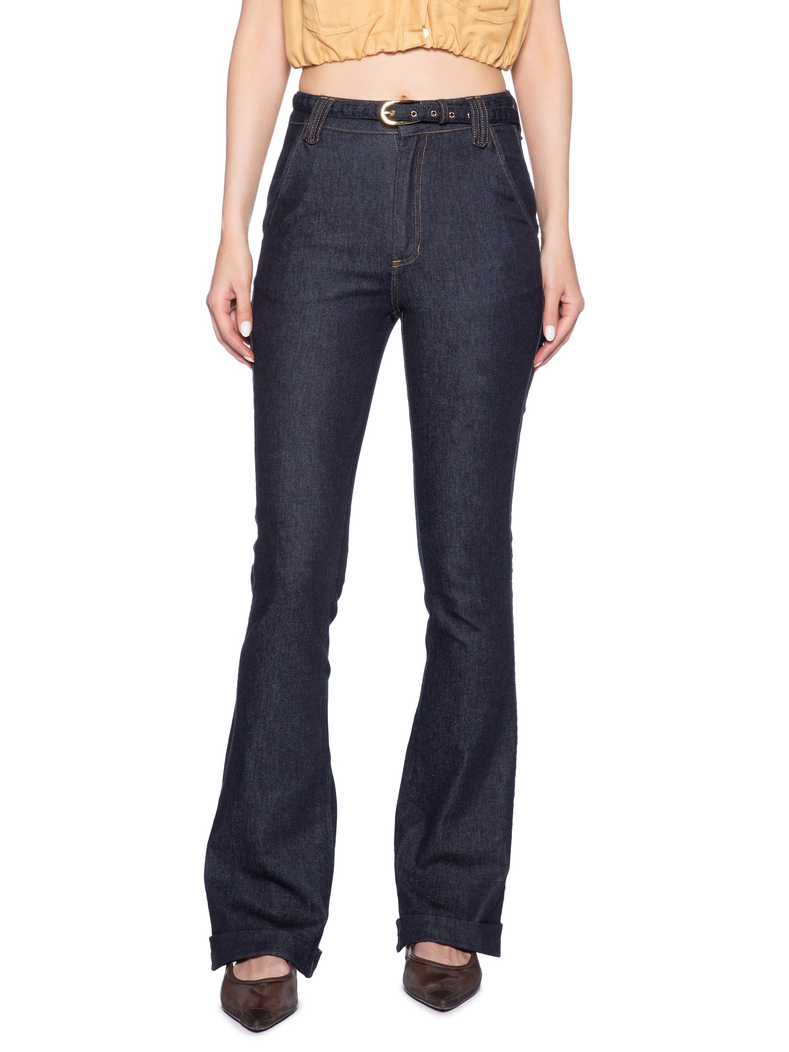 Calça Feminina Paula Bootcut Cinto Azul Le Lis