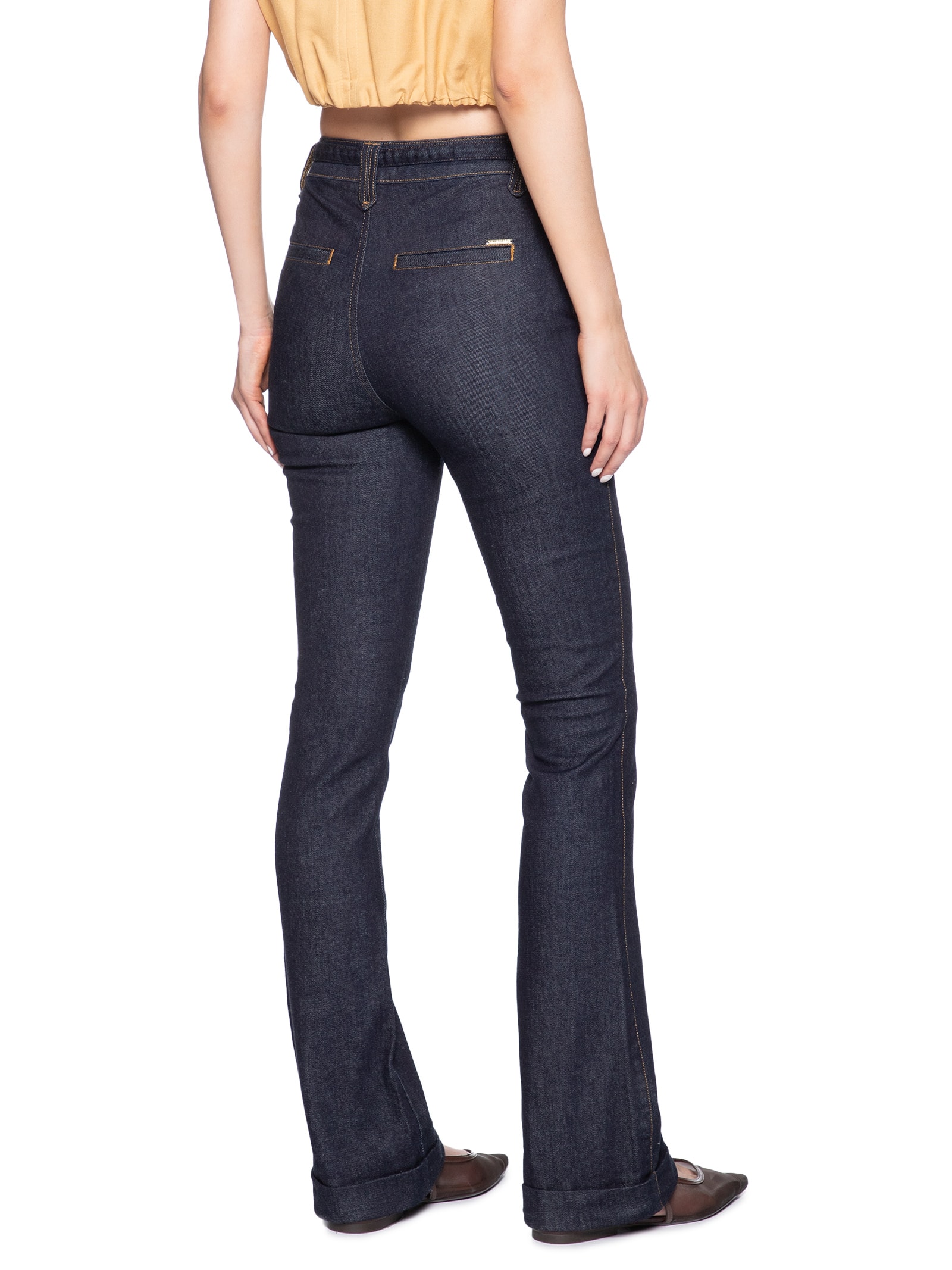 Calça Feminina Paula Bootcut Cinto Azul Le Lis