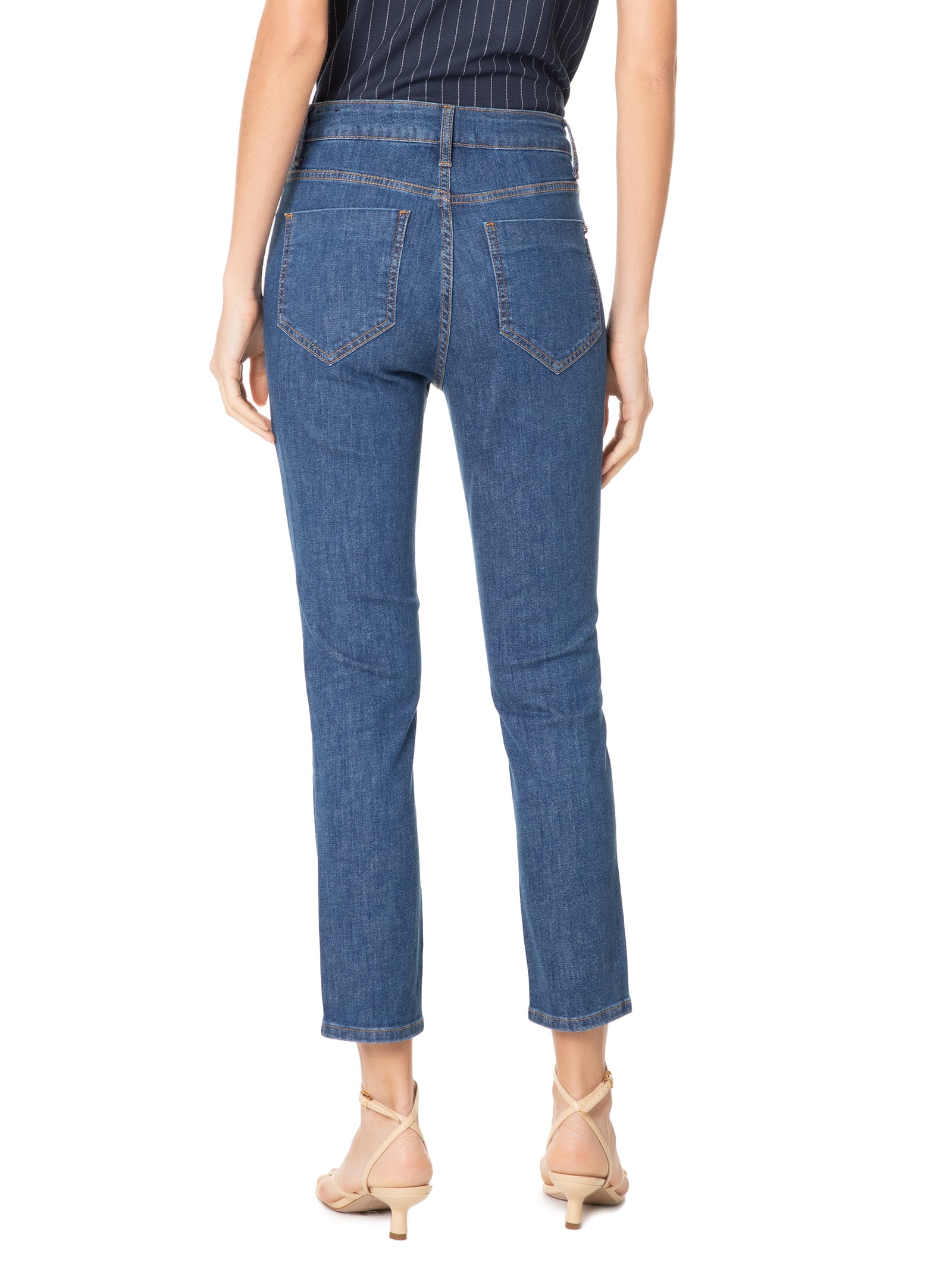 Calça Feminina Paula Reta Curta Azul Le Lis