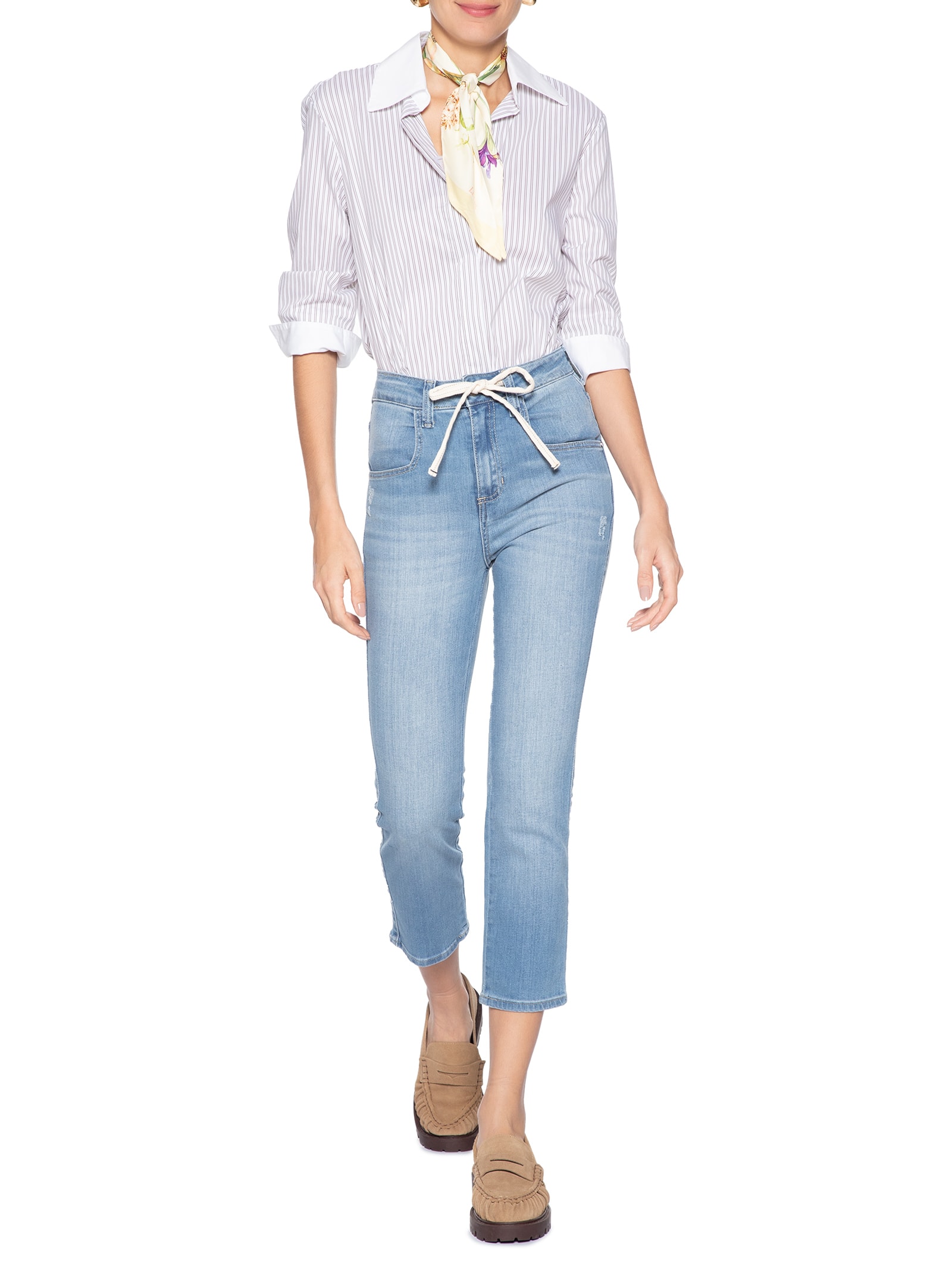 Calça Feminina Paula Reta Curta Azul Le Lis