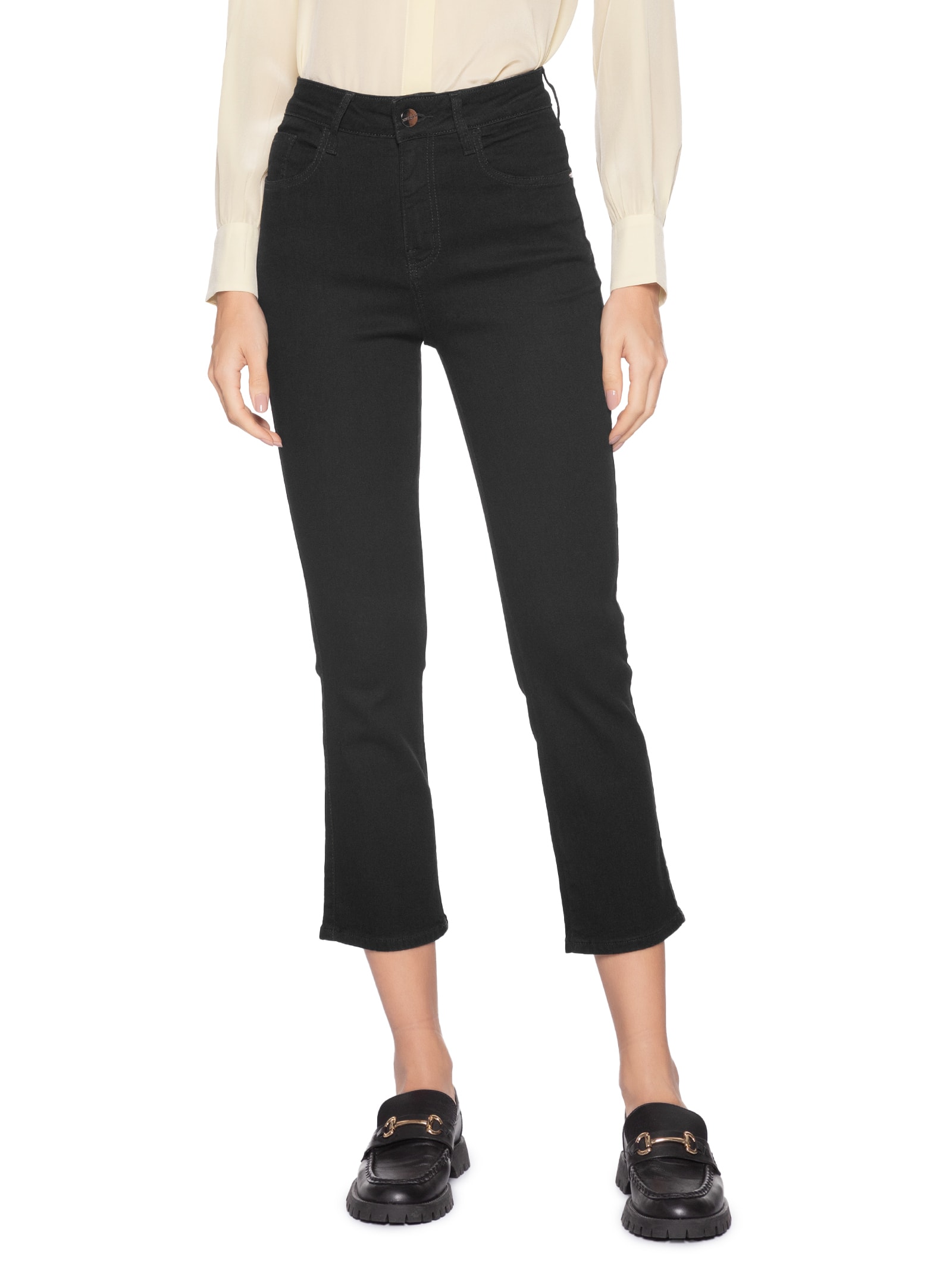 Calça Feminina Paula Reta Curta Preto Le Lis