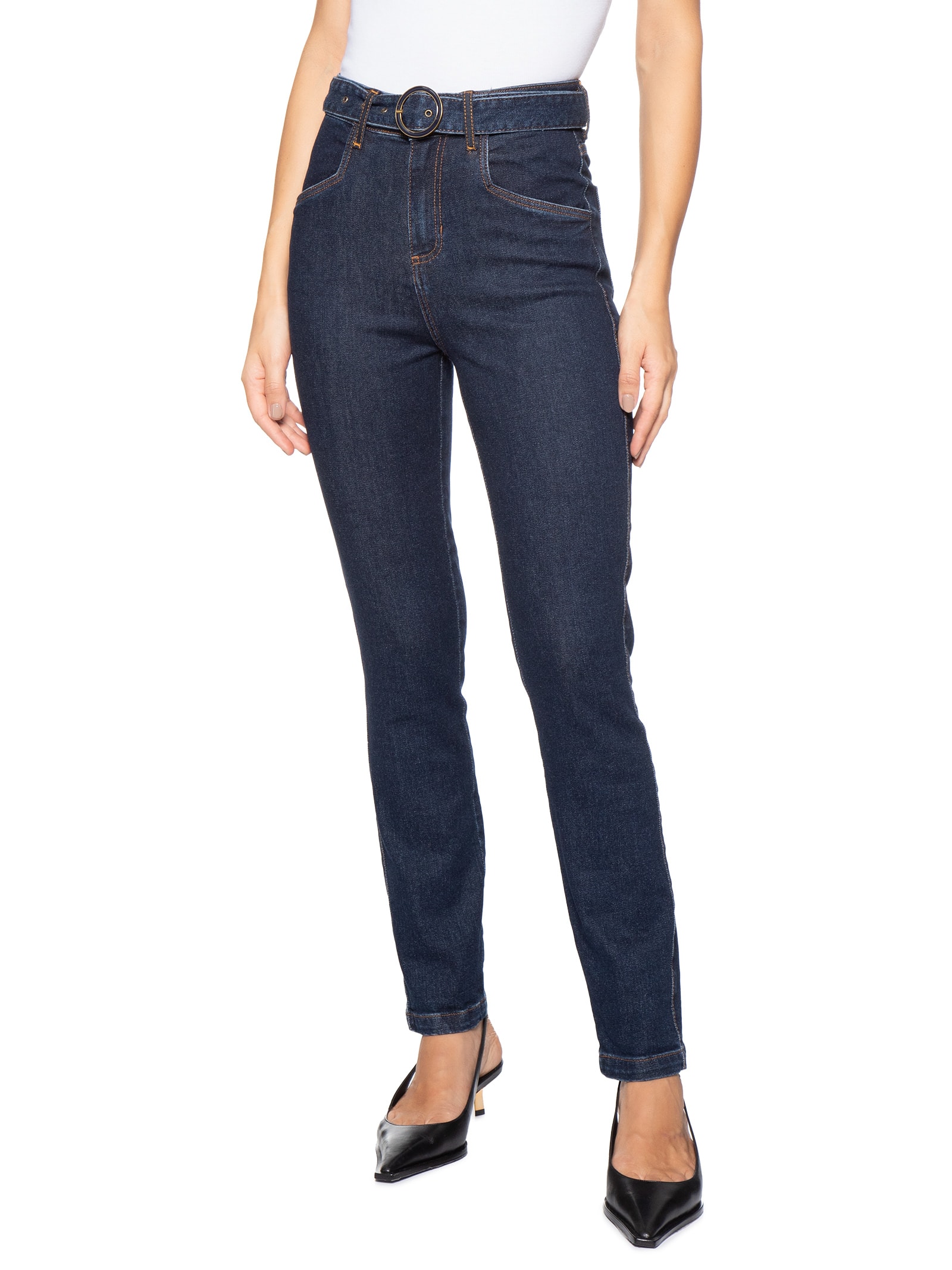 Calça Feminina Paula Skinny Cinto Azul Le Lis