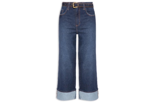 Calça Feminina Paula Straight Barra VI – Azul