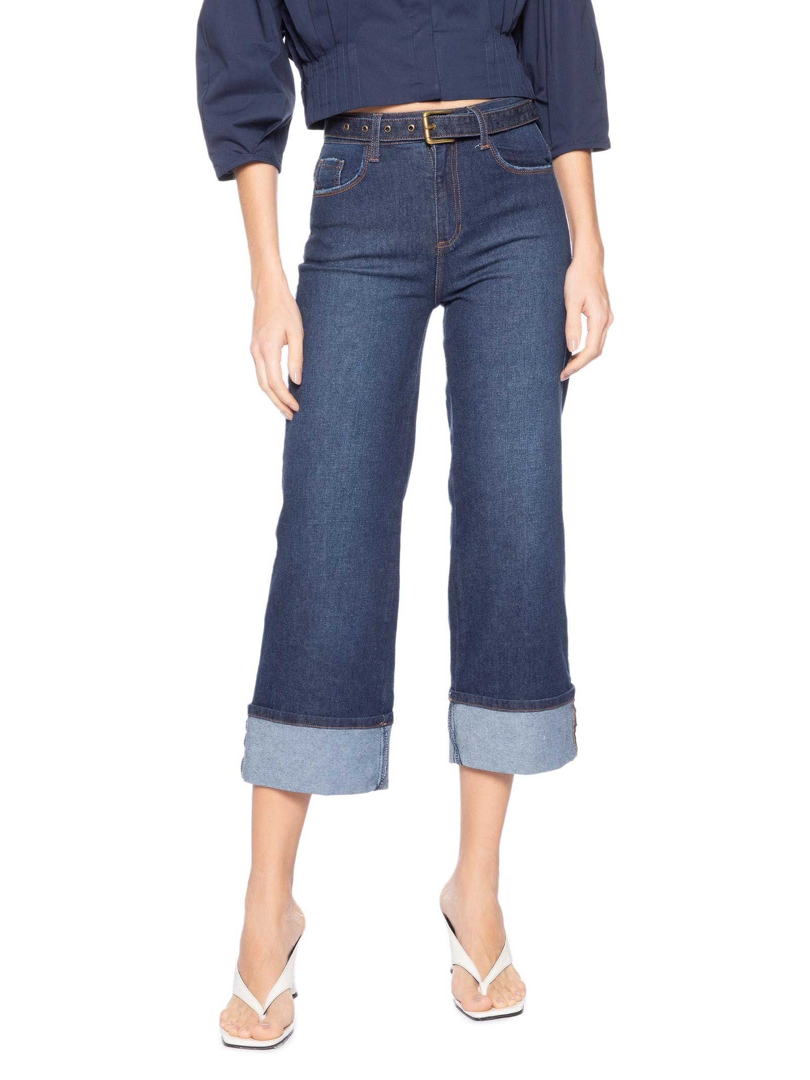 Calça Feminina Paula Straight Barra VI – Azul Le Lis