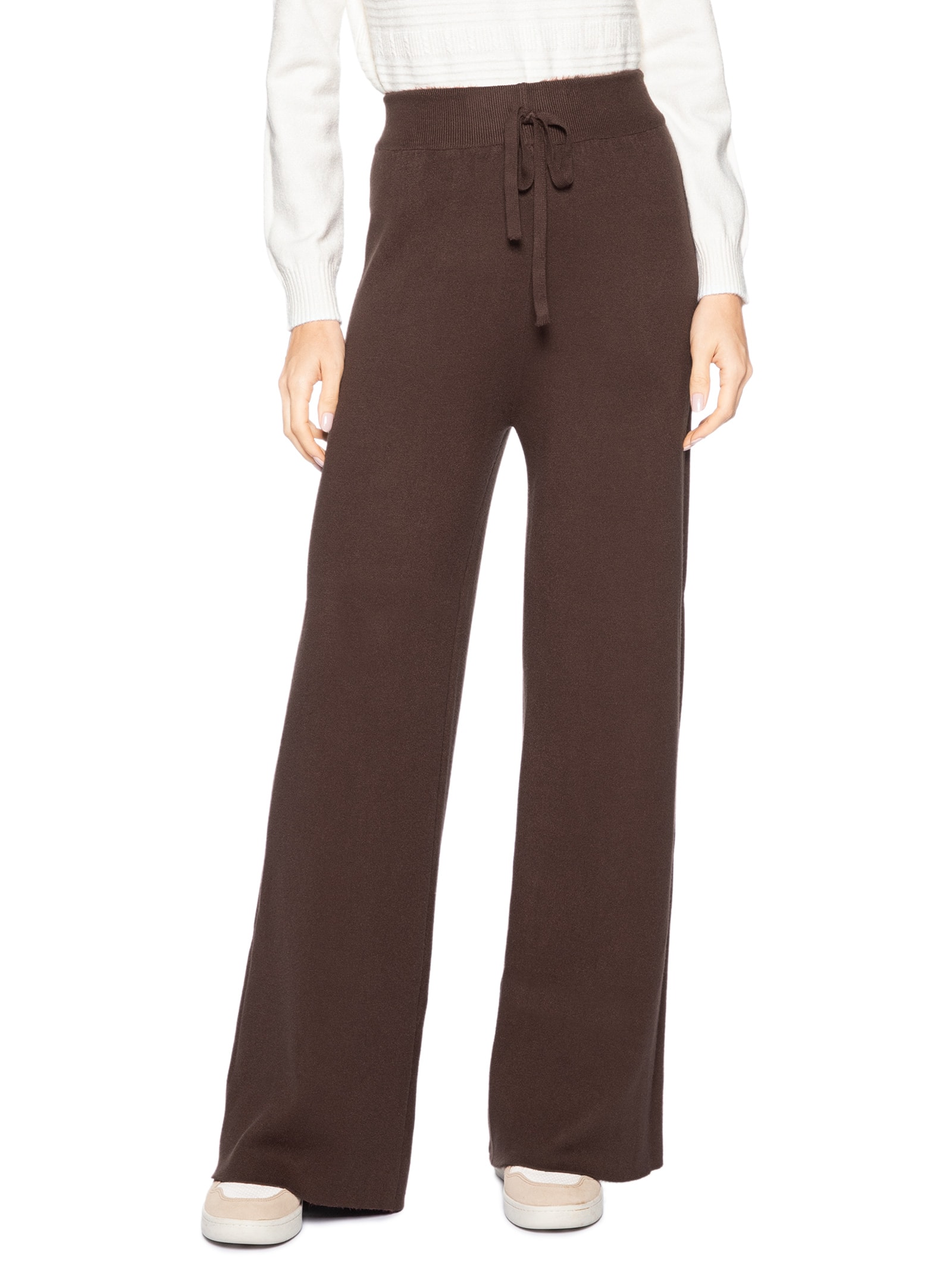 Calça Feminina Peluciada Em Tricot Marrom Basiq