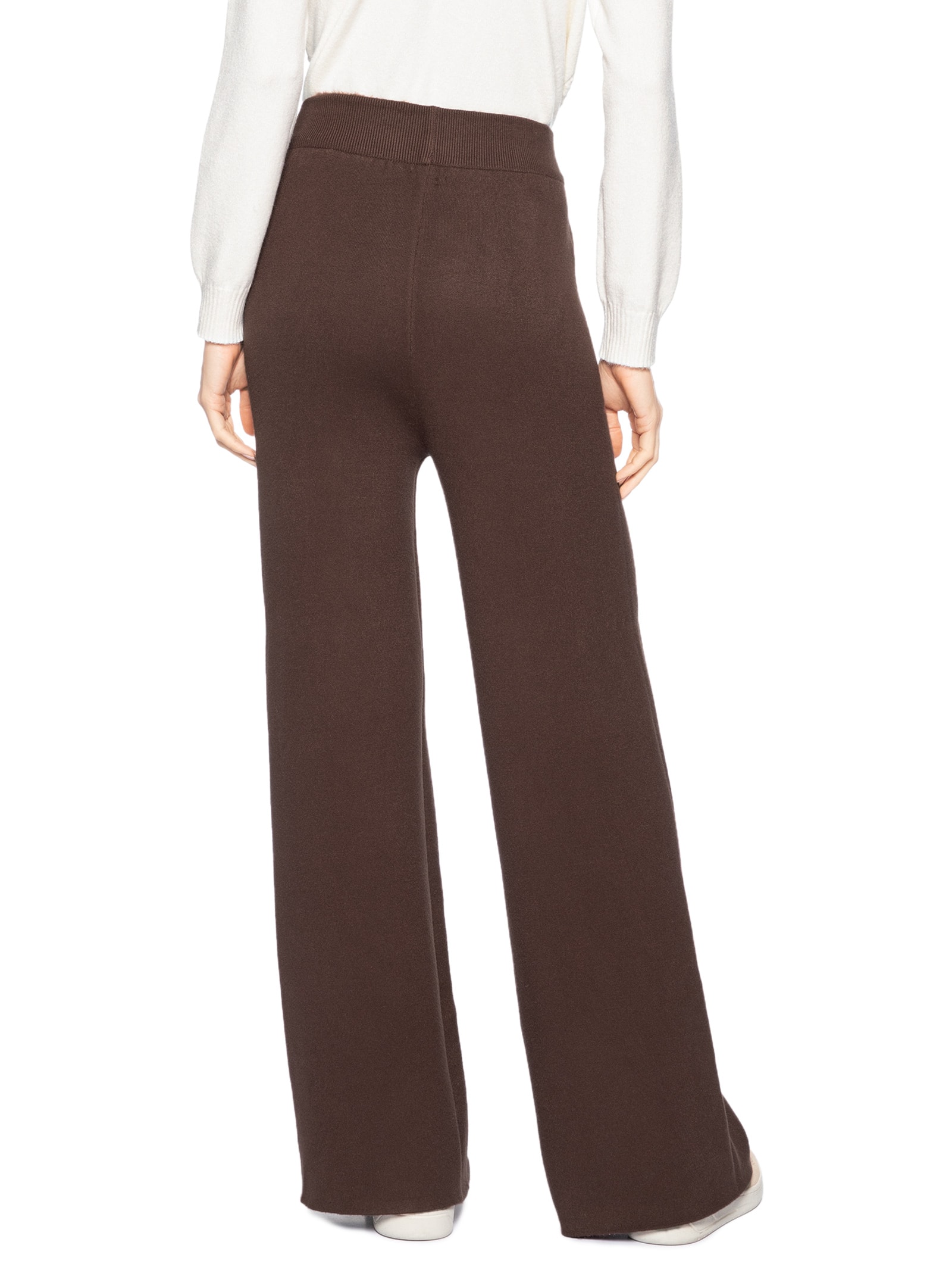 Calça Feminina Peluciada Em Tricot Marrom Basiq