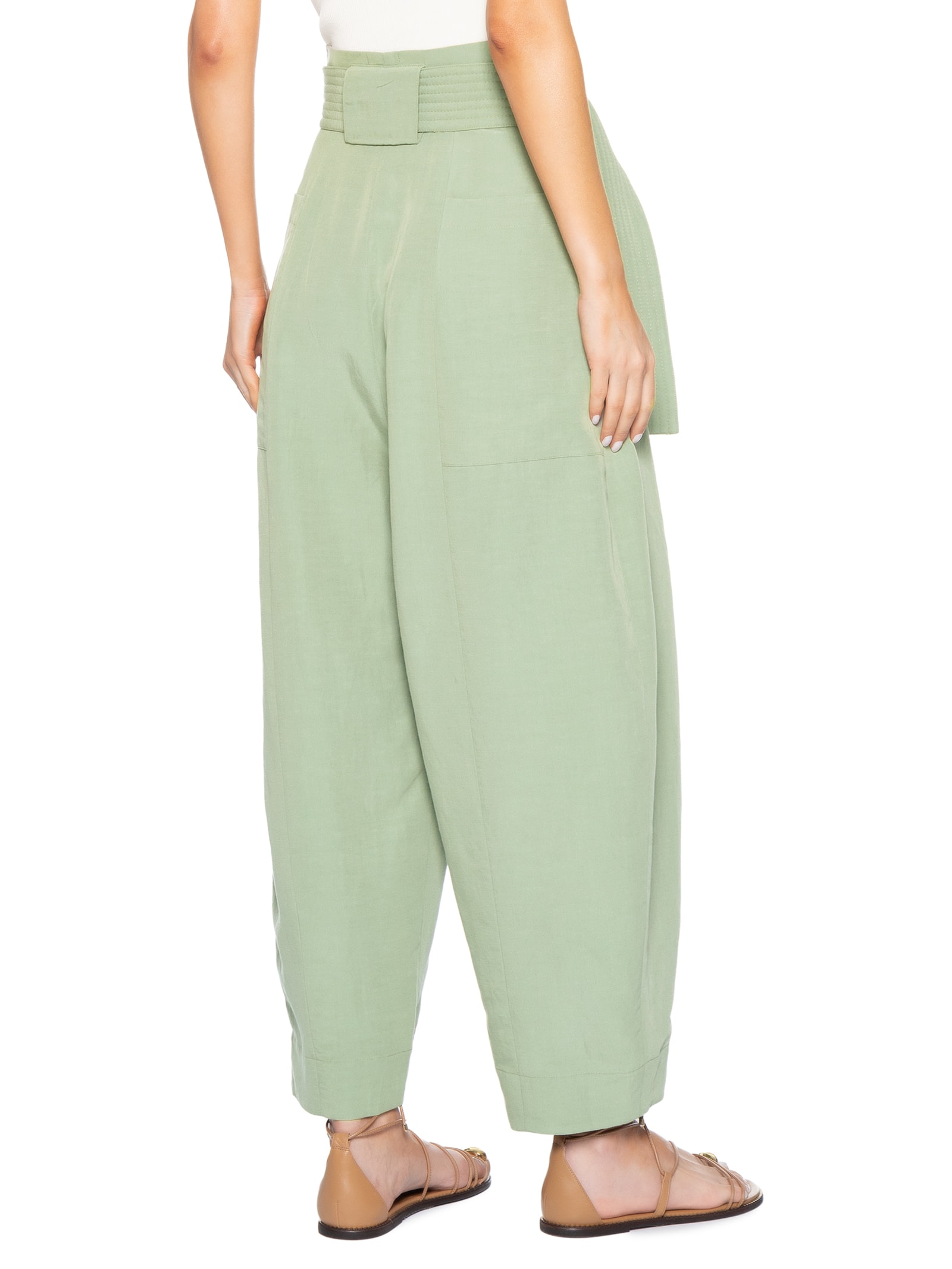 Calça Feminina Pespontos Linen Verde Osklen