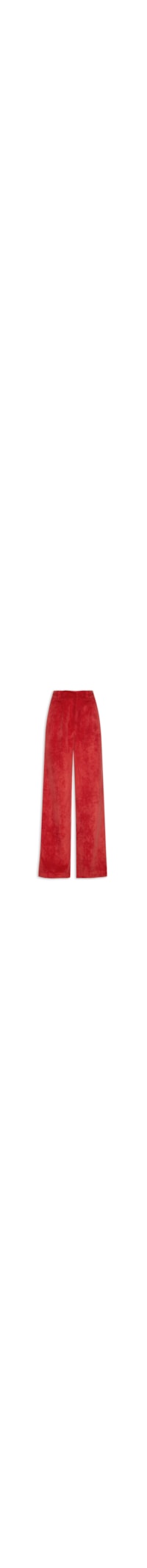 Calça Feminina Plano Reta Veludo Cotelê Liso - Vermelho