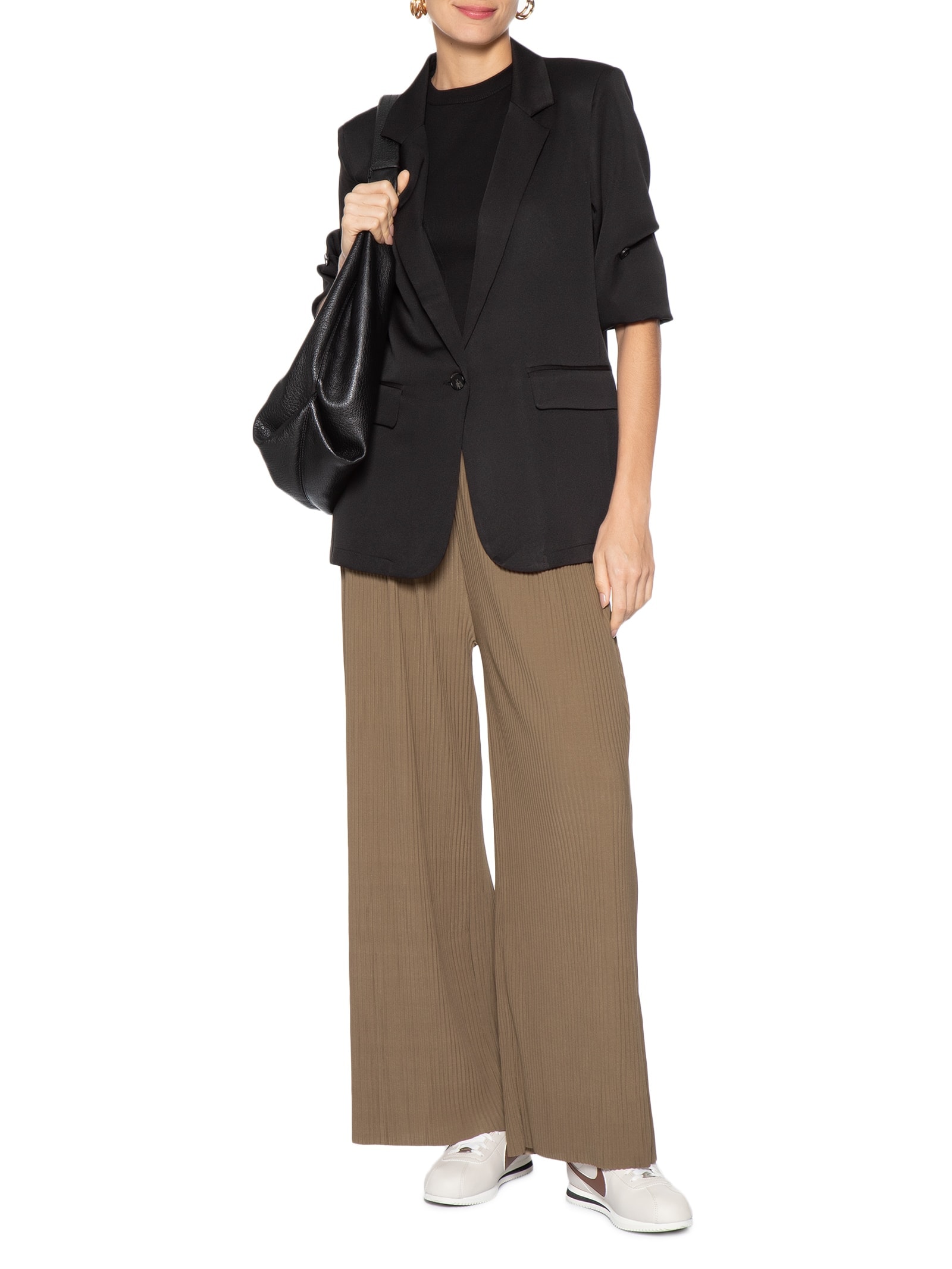 Calça Feminina Plissada Marrom Market 33