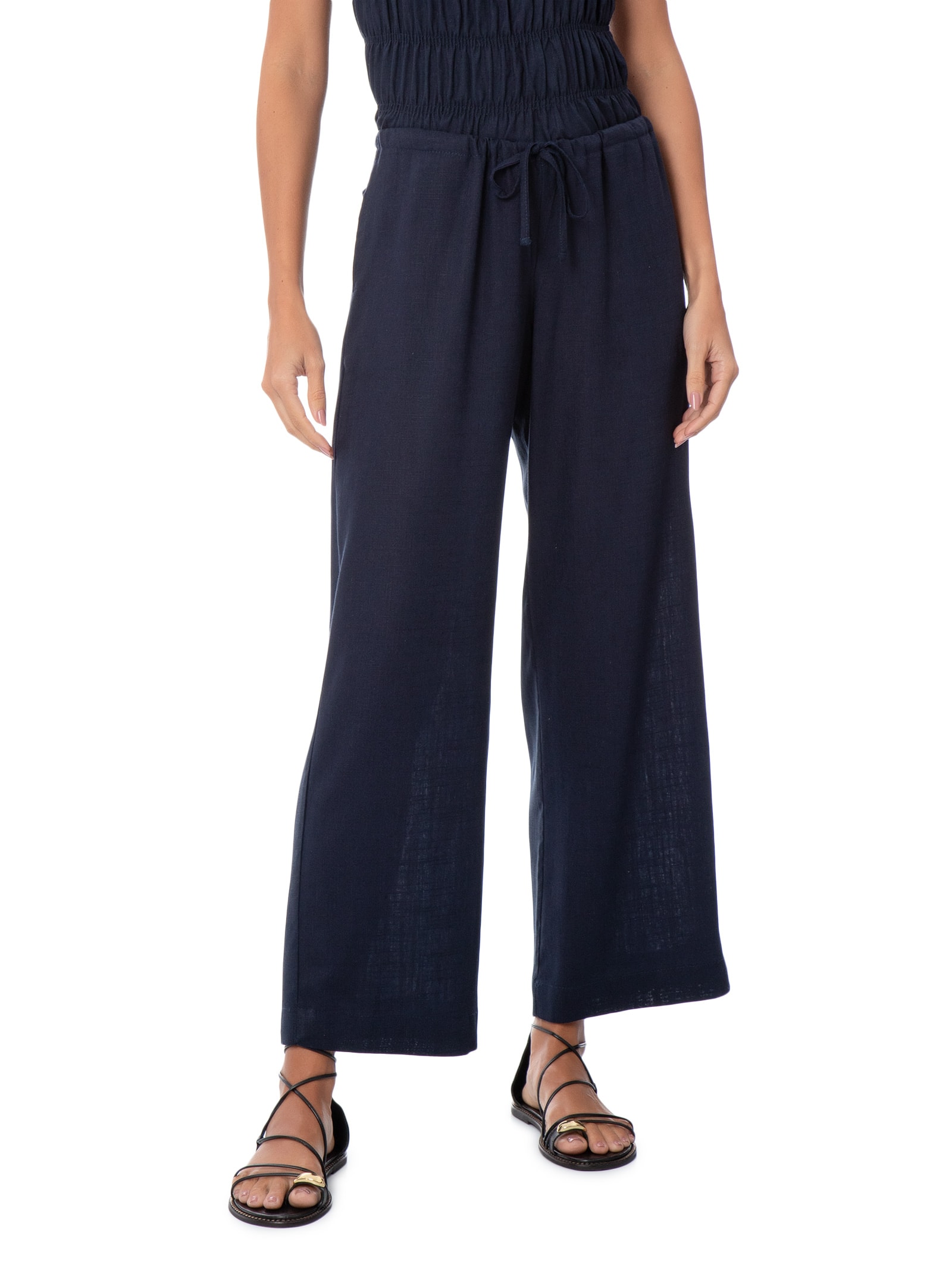 Calça Feminina Porto Marítimo Azul Panô
