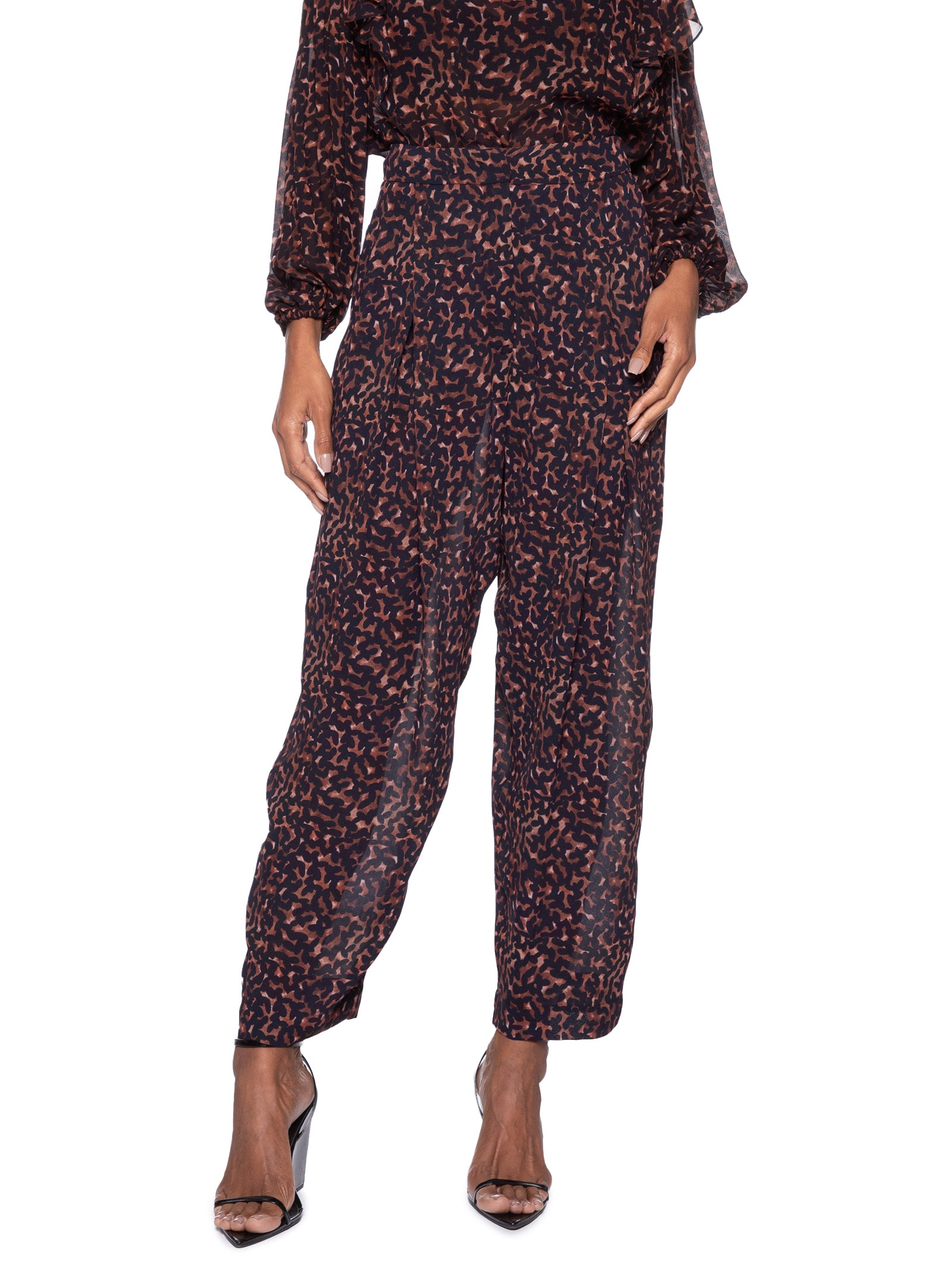 Calça Feminina Prega Textura Bean Marrom Animale