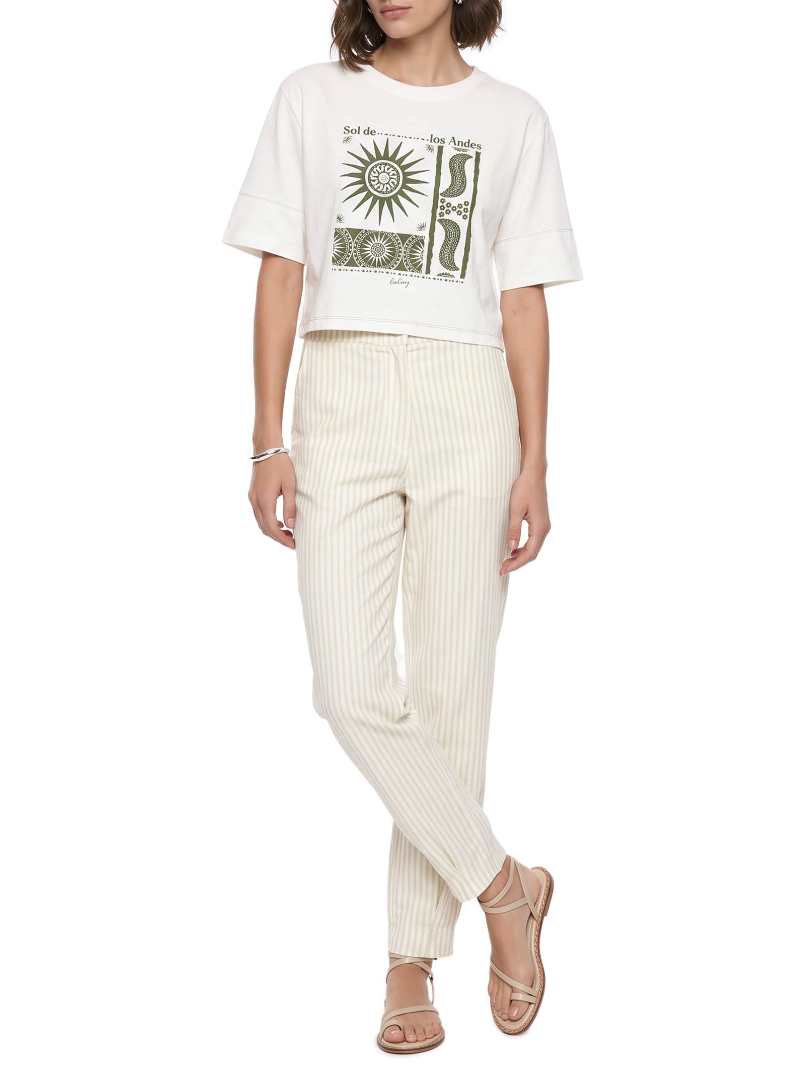 Calça Feminina Pregas Com Bolso Estampado – Verde Cacay