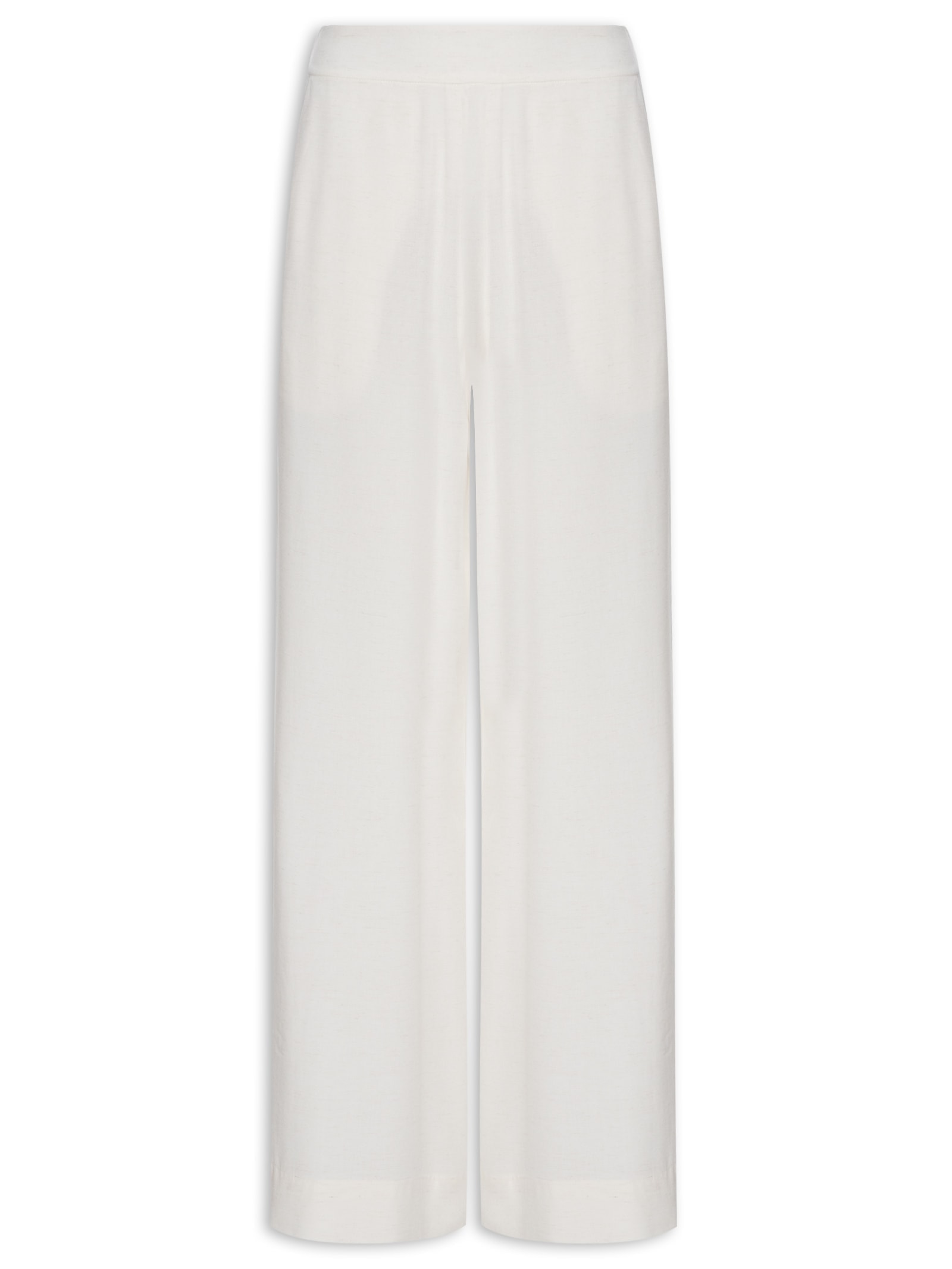 Calça Feminina Pregas Elástico Cintura Branco Dress To