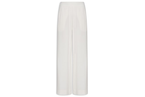 Calça Feminina Pregas Elástico Cintura - Branco