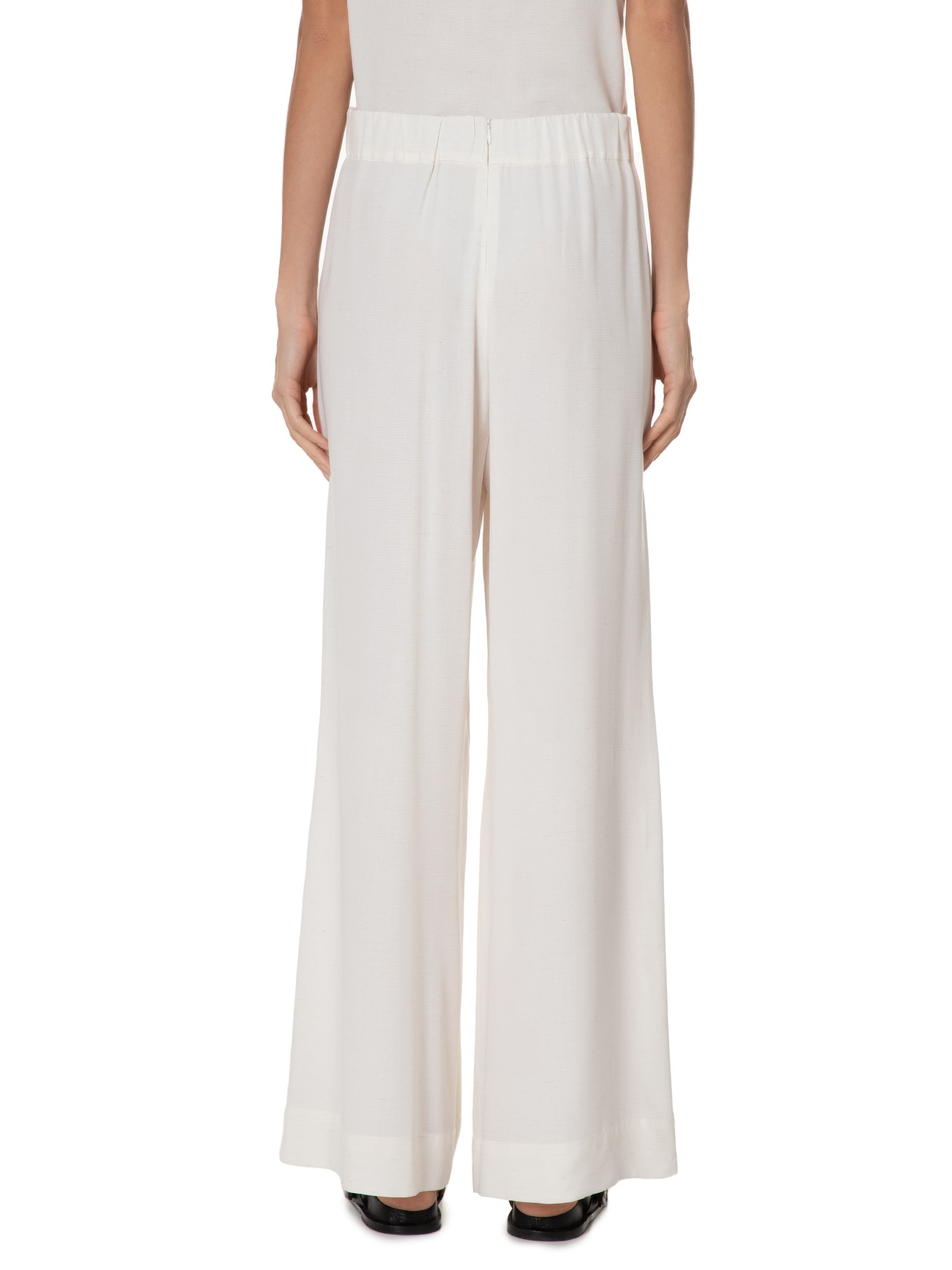 Calça Feminina Pregas Elástico Cintura Branco Dress To