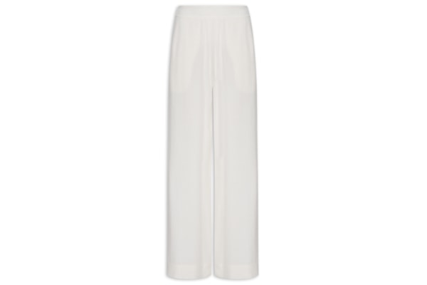 Calça Feminina Pregas Elástico Cintura - Branco