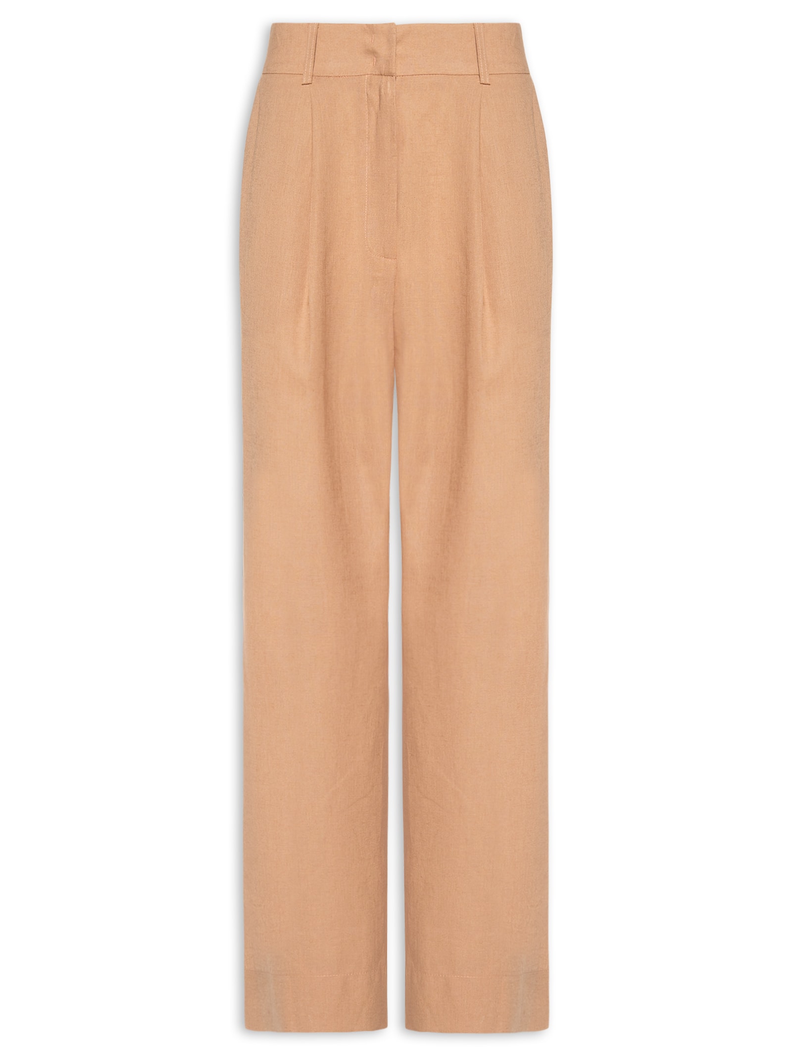 Calça Feminina Pregas Marrom Maria Filó