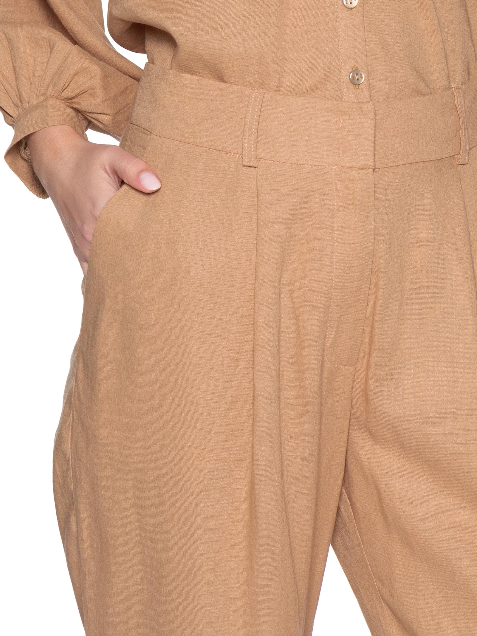 Calça Feminina Pregas Marrom Maria Filó