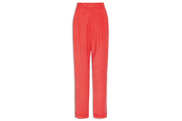 Calça Feminina Pregas Reta - Vermelho 