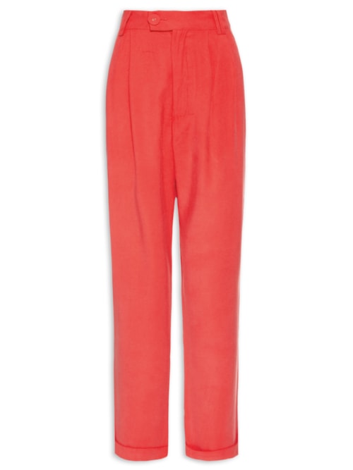 Calça Feminina Pregas Reta – Vermelho
