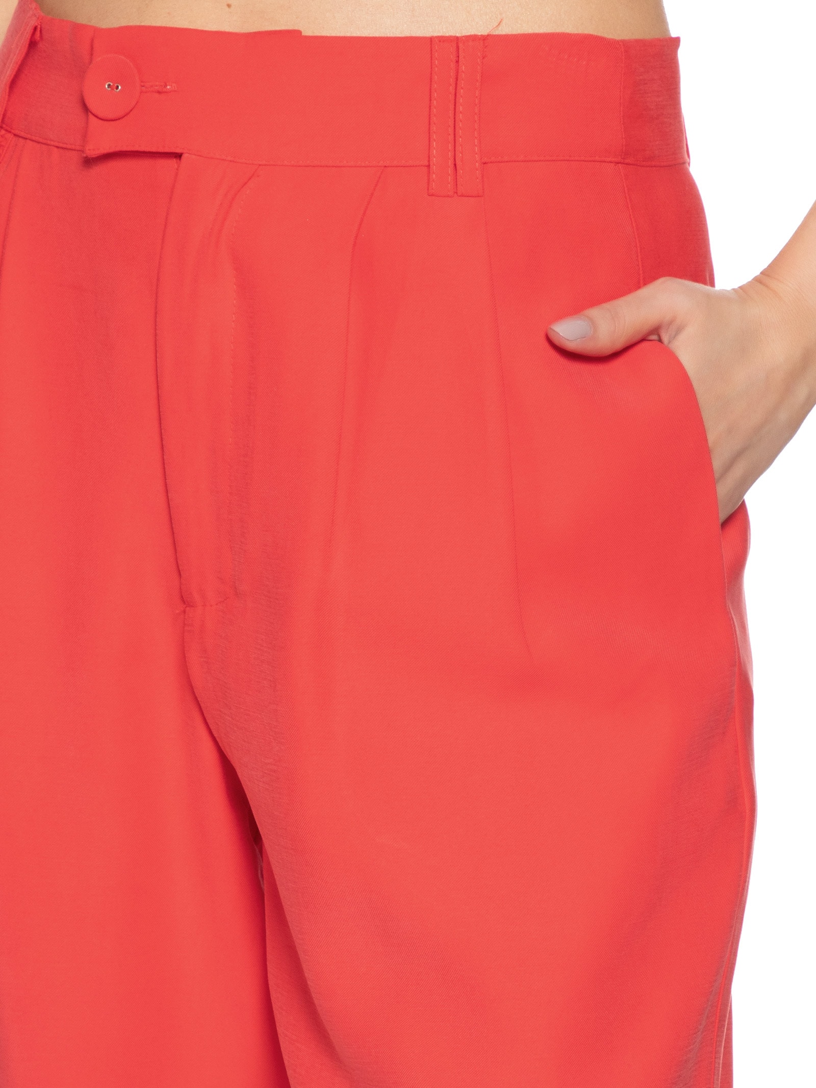 Calça Feminina Pregas Reta Vermelho  Farm