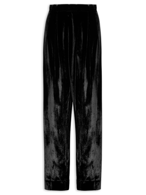 Calça Feminina Pregas Velvet – Preto