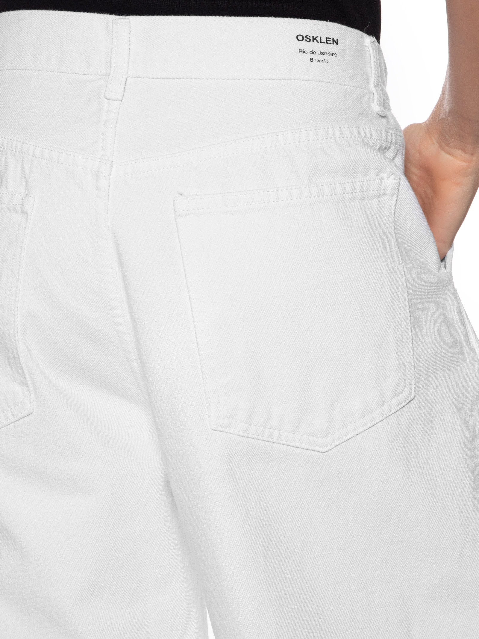 Calça Feminina Pregas White Denim Branco  Osklen