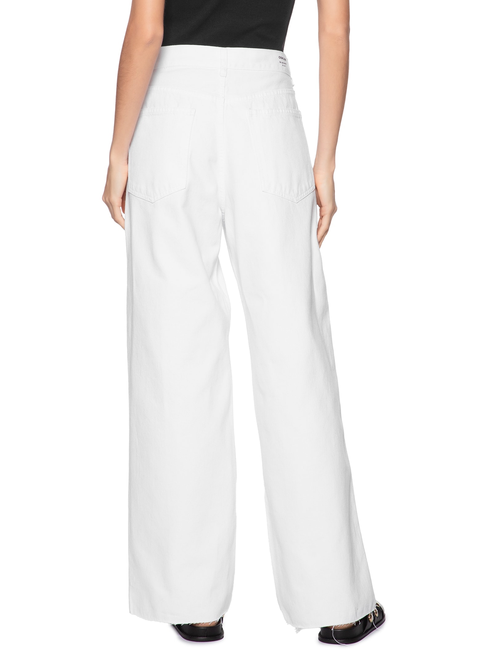 Calça Feminina Pregas White Denim Branco  Osklen