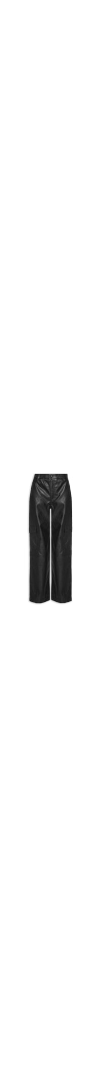 Calça Feminina Pu Wide Leg Cargo - Preto