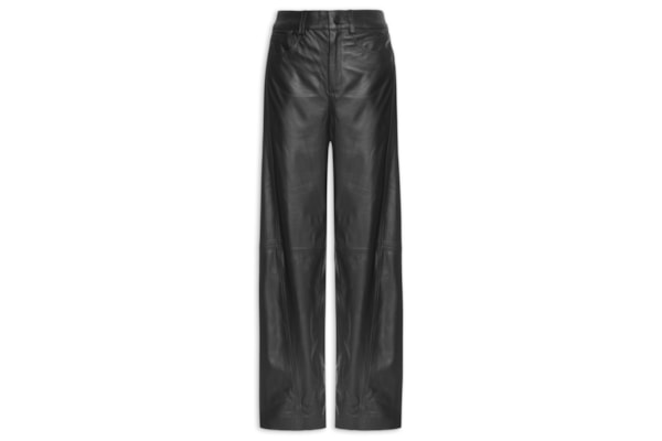 Calça Feminina Recorte Couro Tokio - Preto