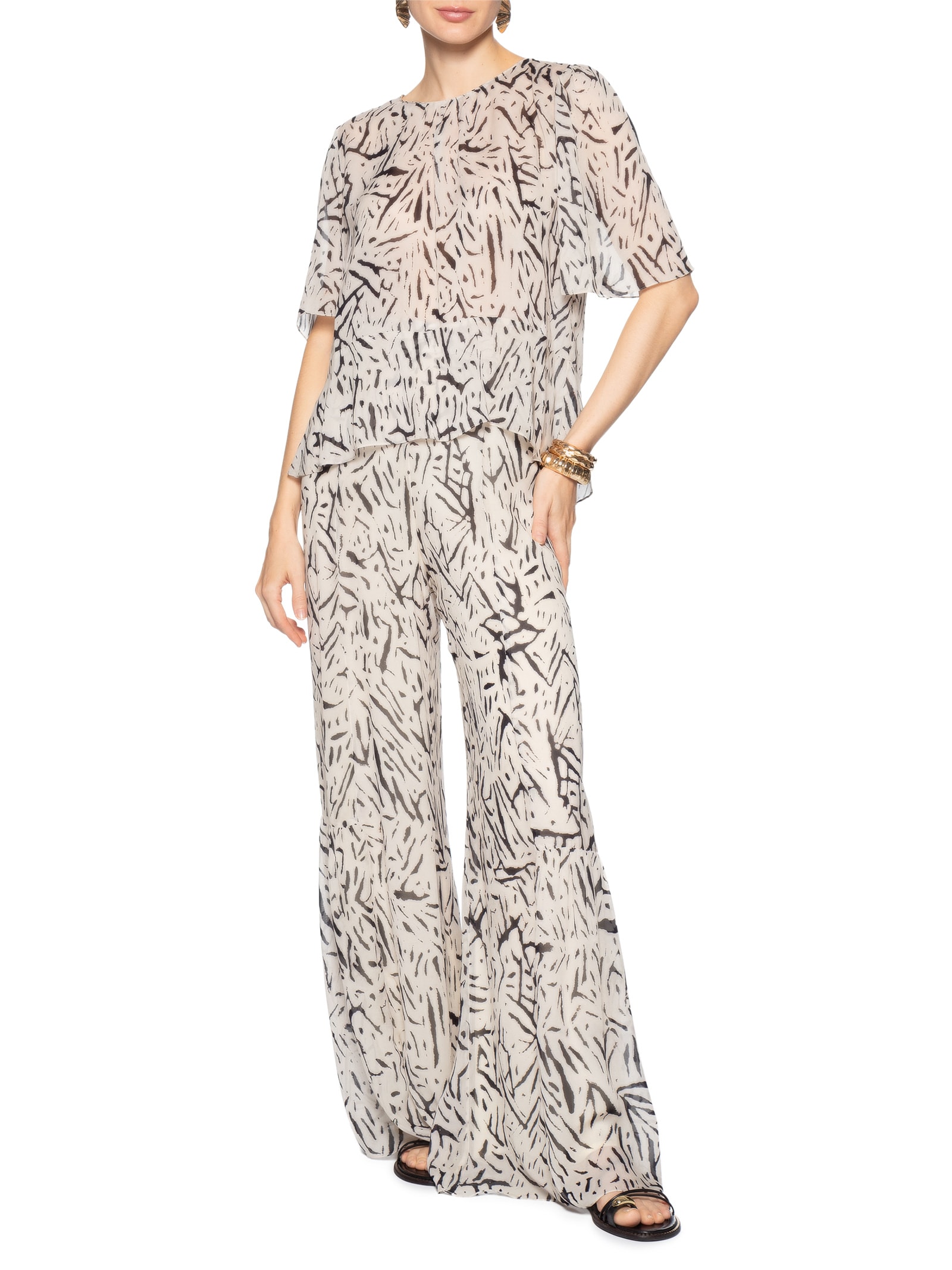 Calça Feminina Recorte Galhos Branco Animale
