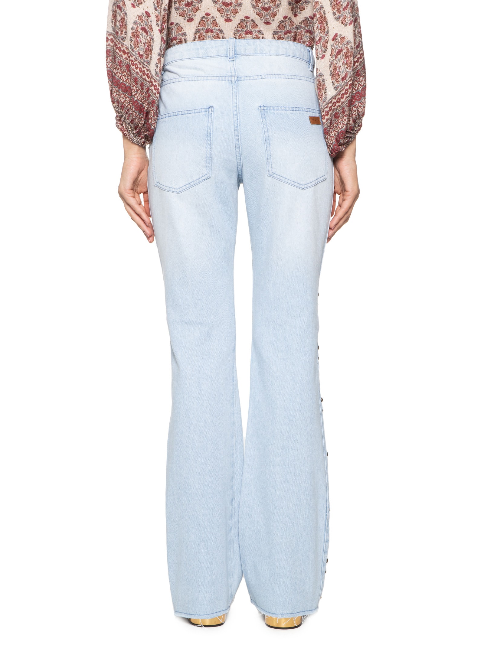 Calça Feminina Recorte Lateral Azul Maria Filó