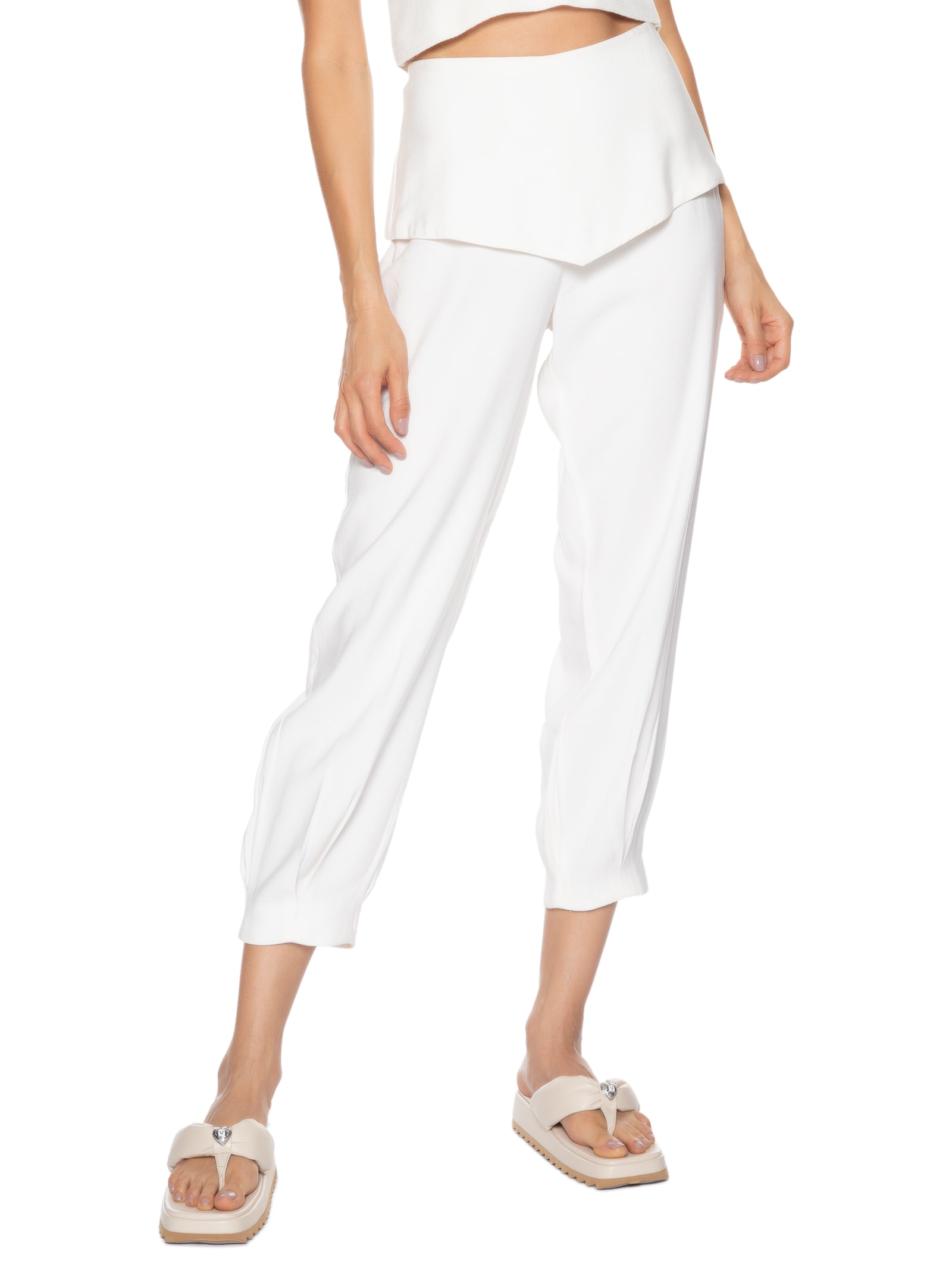 Calça Feminina Recorte Off White Hering