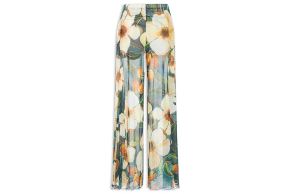  Calça Feminina Recorte Tule Jardim Litoral - Azul