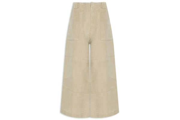 Calça Feminina Recortes Juta - Bege