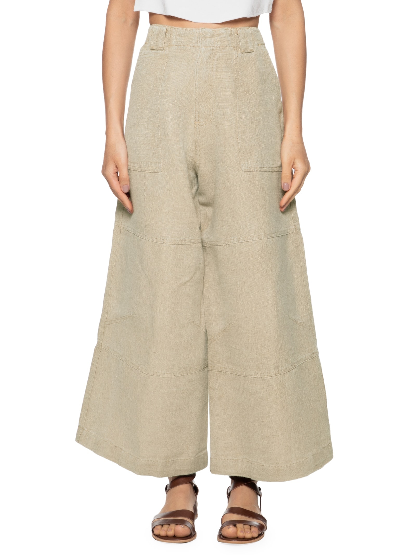 Calça Feminina Recortes Juta Bege Osklen